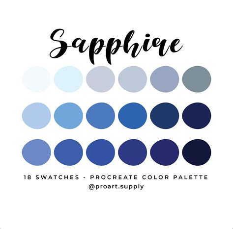 Sapphire Procreate Color Palette Hex Codes Blue For Ipad Etsy