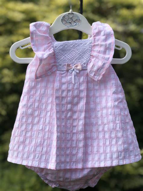 Sulfy Baby Girls Checked Summer Dress With Bow And Knicks 8300 19 Pink