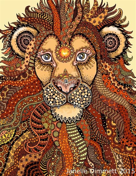 A Lion With Ornate Patterns On It S Face And The Words Danielle Dimmet