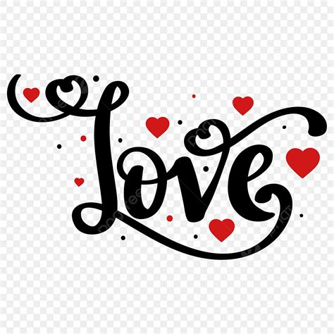 Heart Love Text Vector Art PNG, Love Text Lettering Design With Hearts