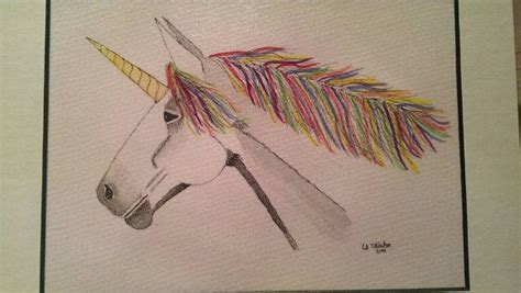 Mounted Ink And Watercolour Unicorn Painting Unicorn Painting Ink
