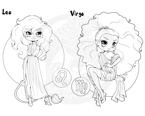 The Chibi Zodiac By Yampuff 12 Linearts Digital Coloring Book