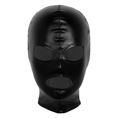 Unisex Latex Mask Men Women Cosplay Face Mask Shiny Metallic Open Eyes
