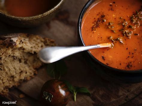 Close Up Of Tomato Soup Food Photography Recipe Idea Premium Image By