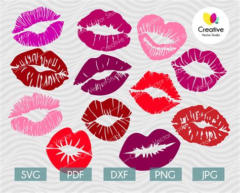 Kiss Lips Svg Bundle Cut File Creative Vector Studio