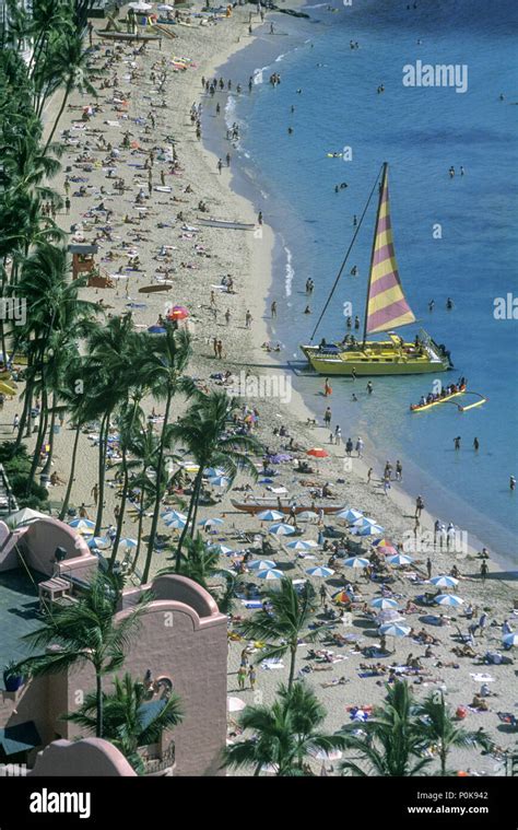 1993 Historical Catamaran Waikiki Beach And Diamond Head Honolulu Oahu