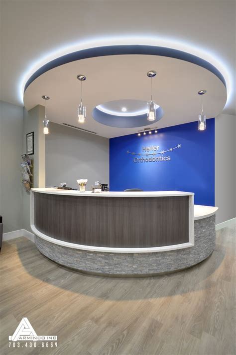 Blue And Stone Modern Reception Desk Dental Office Design By Arminco