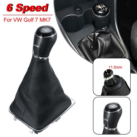 6 Speed Car Manual Leather Gear Shift Knob Stick Gaiter Boot Cover For Vw Golf 7 Mk7 2013 2016