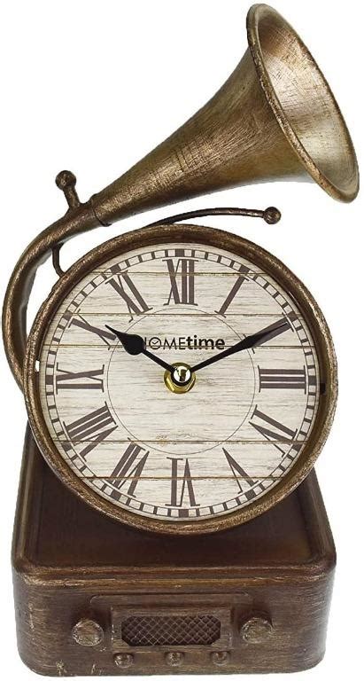 Hometime Metal Mantel Clock Vintage Style Gramophonetorn Packaging
