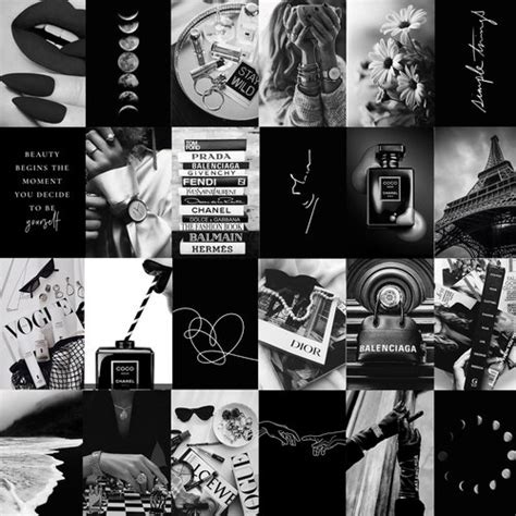 Boujee Black And White Wall Collage Kit Black And White Etsy Canada
