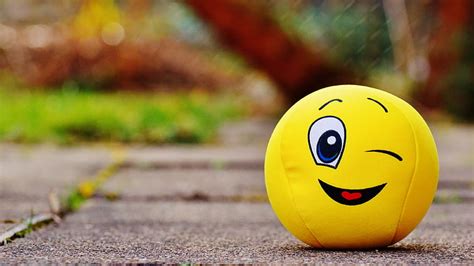 Hd Wallpaper Smile Smiley Happiness Wink Yellow Blurred Ball