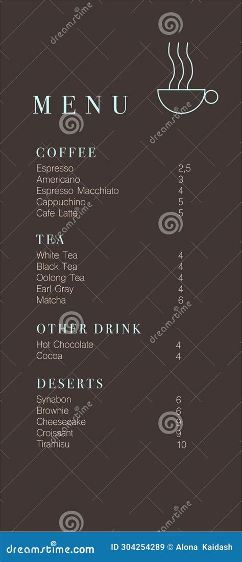 Cafe Design Menu Coffee Drinks Menu Price List For Cafe Coffee Shop