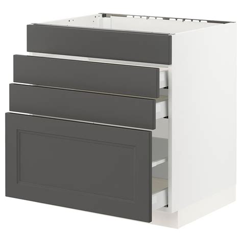 Sturdy frame construction, ¾ thick. SEKTION / MAXIMERA Base cabinet f/cooktop w/3 drawers ...