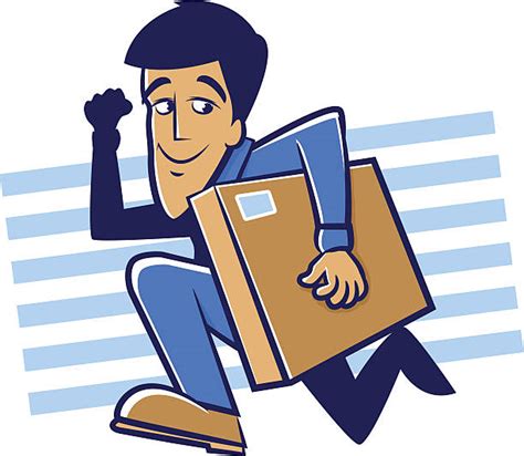 Download Delivery Man Running And Holding A Package Illustrations ...