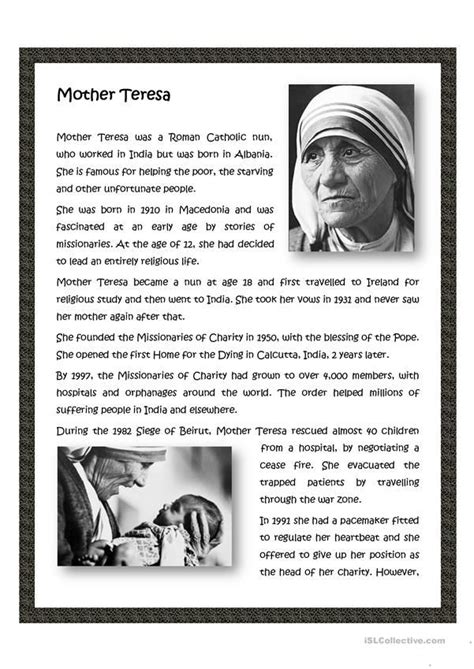 Mother Teresa Biography Artofit
