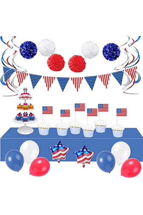 Lifemadesimple Patriotic American Flag Decorations Set With 34 Red