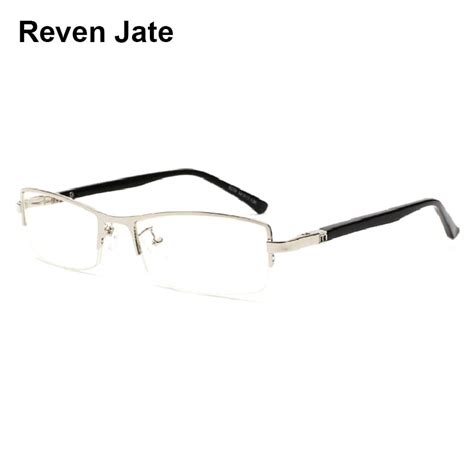 Reven Jate Titanium Business Men Eyeglasses Optical Frame Prescription Semi Rimless Glasses