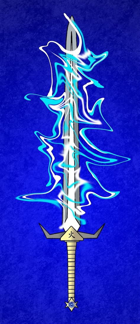 Sword Of Fire On Blue Background With Blue And White Flames Zebulon
