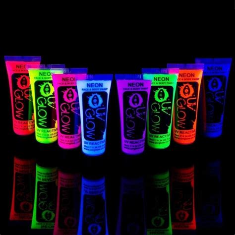 Uv Glow Blacklight Face And Body Paint 034oz Set Of 8 Tubes Neon