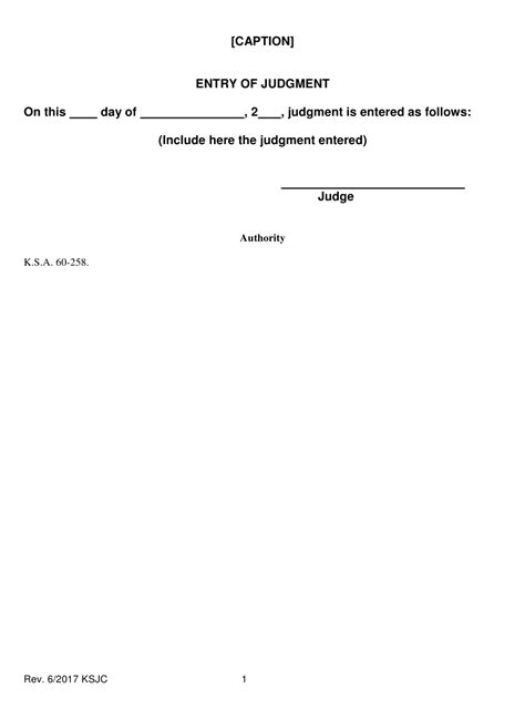 Kansas Entry Of Judgment Fill Out Sign Online And Download Pdf