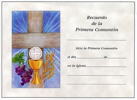 Certificado De Primera Comunion Catolica Certificado De Primera