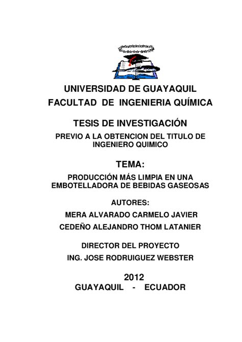 Pdf Universidad De Guayaquil Facultad De Ingenieria QuÍmica Tesis De