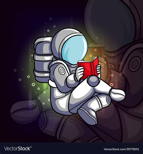 Astronaut Reading Book Royalty Free Vector Image