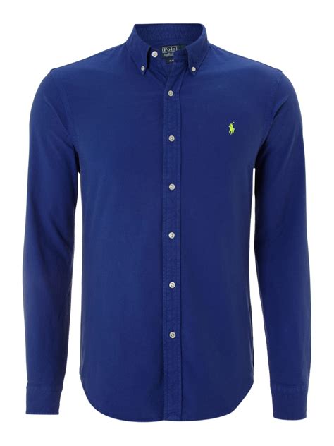 Polo Ralph Lauren Classic Long Sleeved Shirt In Blue For Men Royal