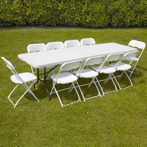 Table et 10 chaises pliantes de réception jardin 200cm  Achat/Vente