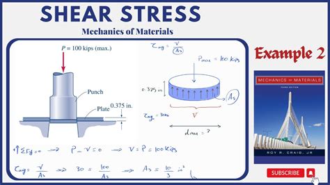 Shear Stress Example 2 Mechanics Of Materials Youtube