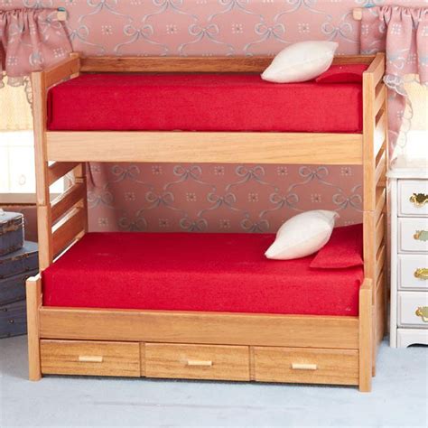 With their versatile features, trundle beds are becoming the preferable beds of the time. Dollhouse Miniature Oak Bunk and Trundle Bed Set - Bedroom ...