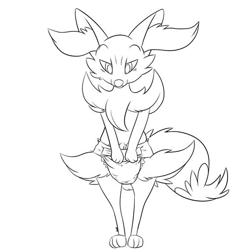 First coloring page in this volume i'm putting together from my illustrations! Pokemon Braixen Diaper Sketch Coloring Page