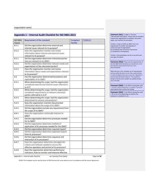 iso  audit checklist