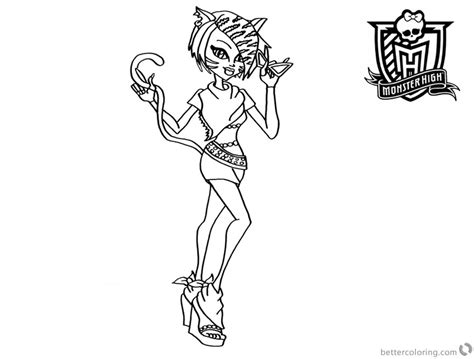 Toralei Stripe From Monster High Coloring Pages Line Drawing Clipart