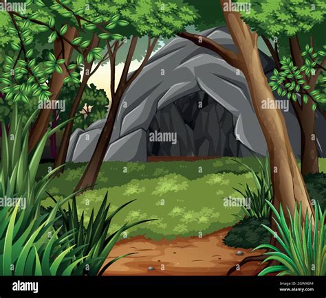 Background Scene With Cave In Forest Stock Vector Image And Art Alamy