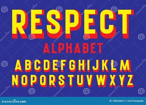 Respect Alphabet Yellow Red Letters Font Stock Vector Illustration
