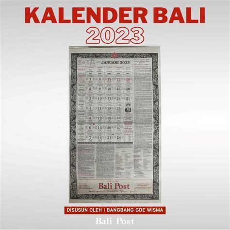 Jual Kalender Bali 2023 I Bangbang Gde Wisma Kalender Bali Dinding