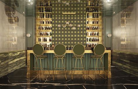 glass mosaic tile accentuated with brass and metal make glamorous art deco statements