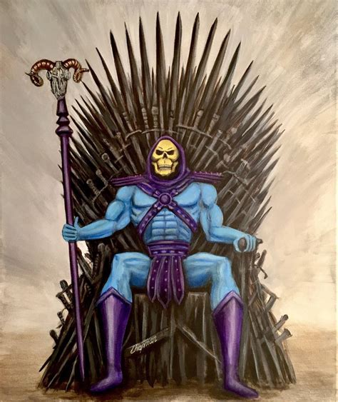 skeletor on the iron throne he man meets game of thrones 16 x 20 original on canvas etsy