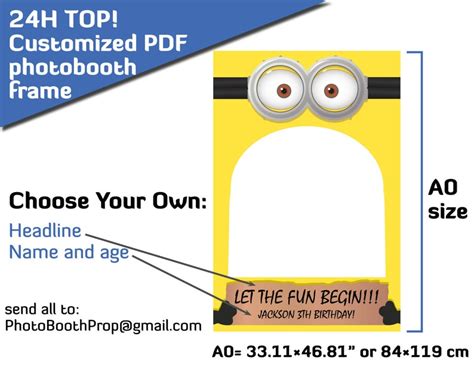 Birthday Minion Party Photobooth Prop Minions Party Supplies Etsy