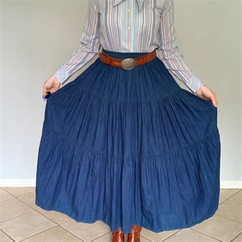 Vintage 1970s Tiered Denim Skirt Etsy