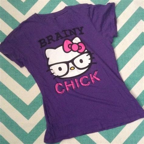 hello kitty nerd brainy chick shirt chick shirt hello kitty purple shirt