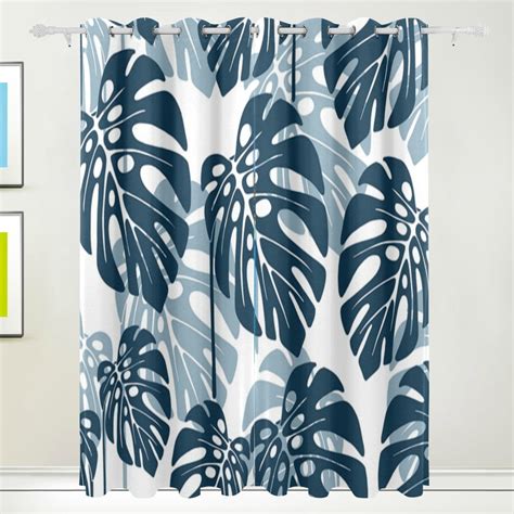 Popcreation Tropical Leaf Pattern Window Curtain Blackout Curtains