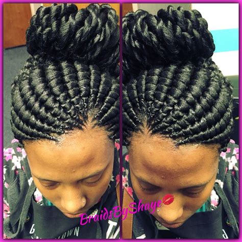 This hairstyle requires continuously adding of hair. Ghana bun with twisted ends (With images) | Cornrow ...