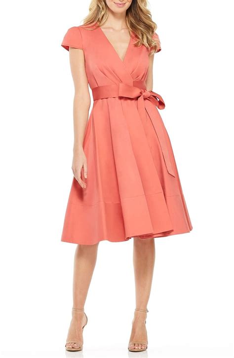 Gal Meets Glam Collection Addison Cotton Tie Waist Fit And Flare Wrap