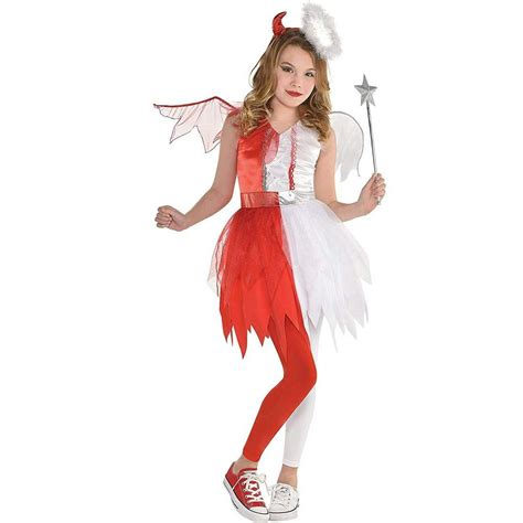 Naughty And Nice Girls Child Half Angel Half Demon Devil Halloween