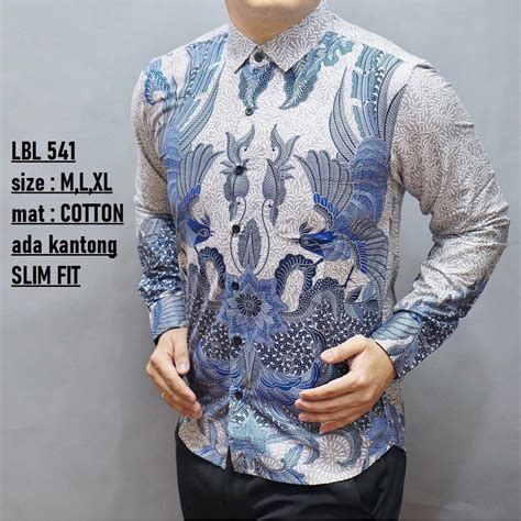 Baju Batik Pria Slim Fit Batik Pria Slim Fit Kemeja Batik Pria Luigibatani Lbl541 Shopee Indonesia