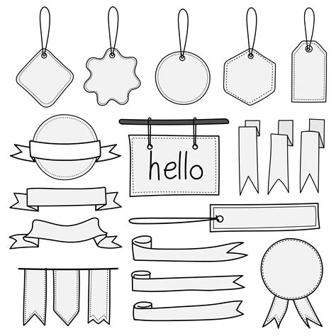 Set Of Hand Drawn Banners Labels Tags And Ribbons Hand Drawn Doodle