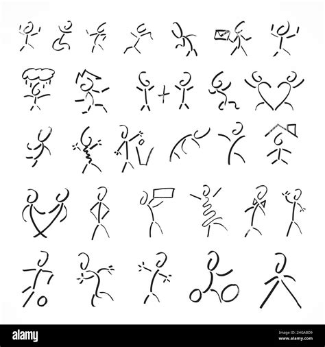 Big Set Of Different Stick Figures Men And Woman Expressing Different Emotions Perfect Part Of