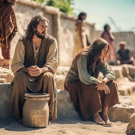 Premium Ai Image Jesus With The Samaritan Woman Near Jacob039s Well
